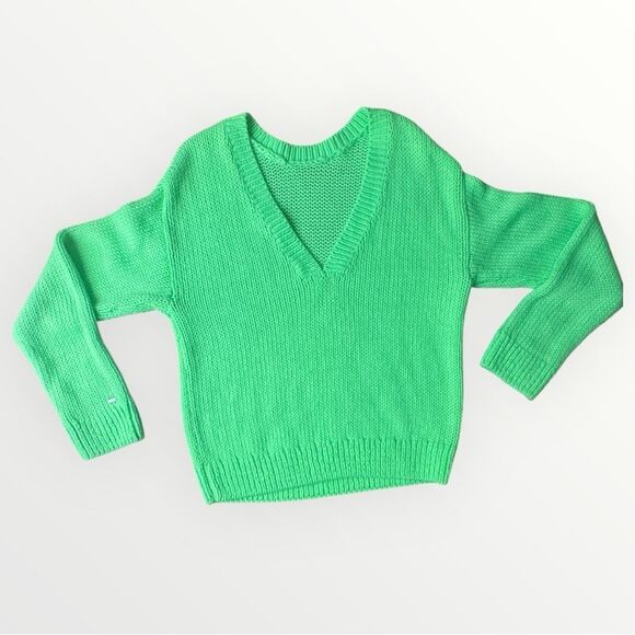 Neon Green V-Neck Sweater – Victoria’s Secret PINK Med - Picture 2 of 11